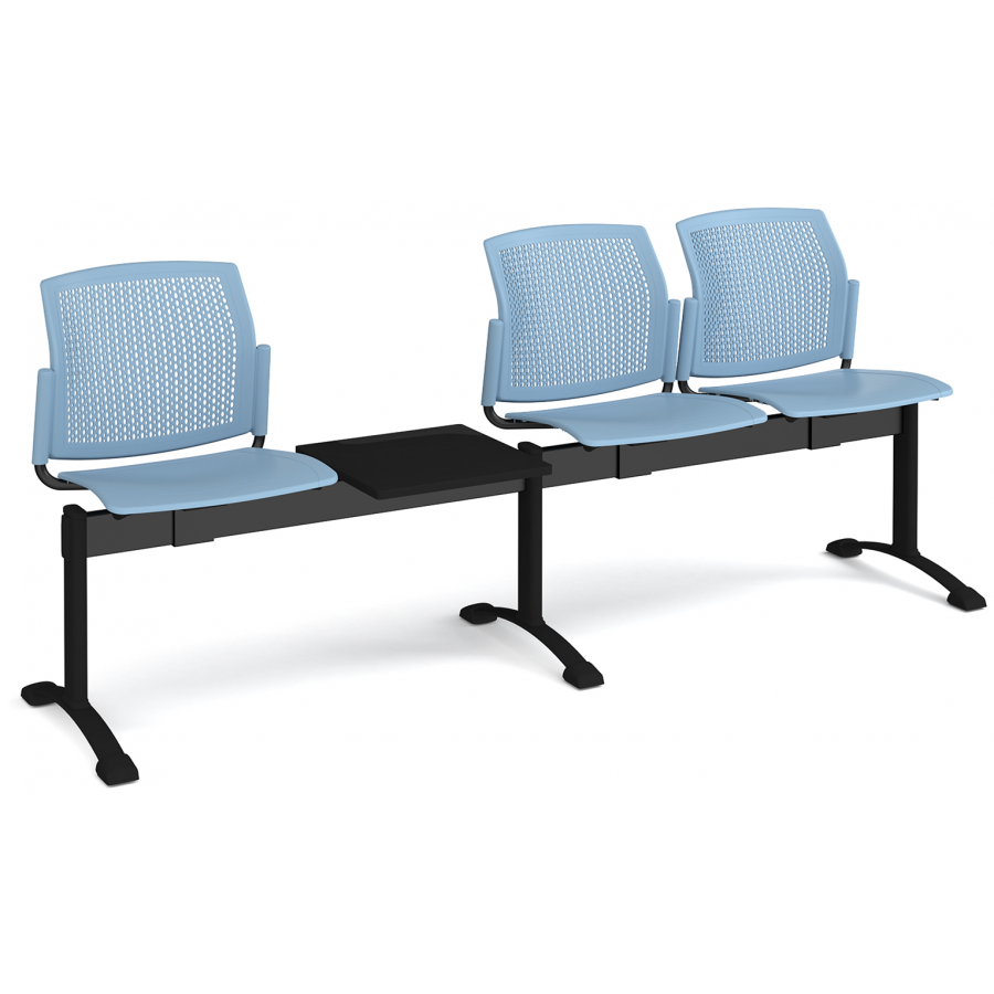 Santana Perforated Back Plastic Seating Bench With 3 Seats and Table